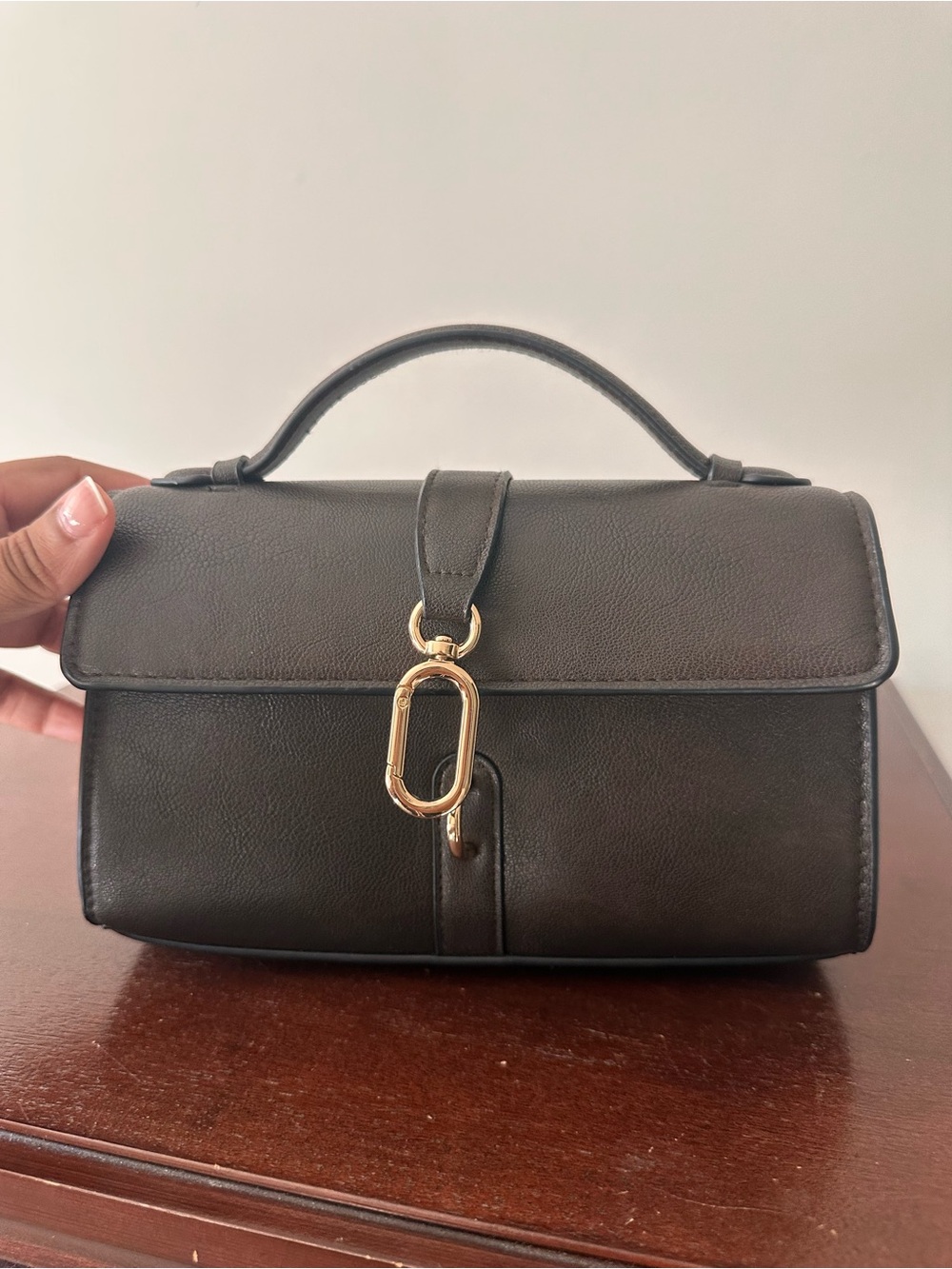 Classic Top-Handle Black Leather Satchel